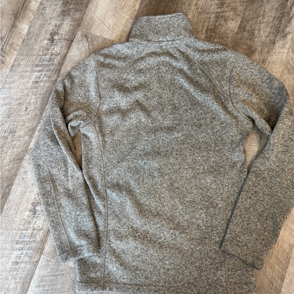 Eddie Bauer grey quarter zip sweater, stitched branding, like new - Picture 7 of 9